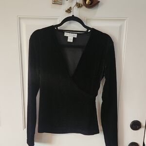 Casual Corner Black Velvet Top